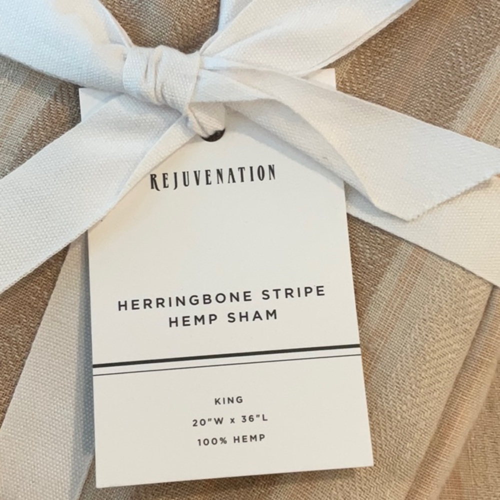 NWT REJUVENATION Herringbone Stripe Hemp King Duvet & 2 King Shams - Picture 7 of 8
